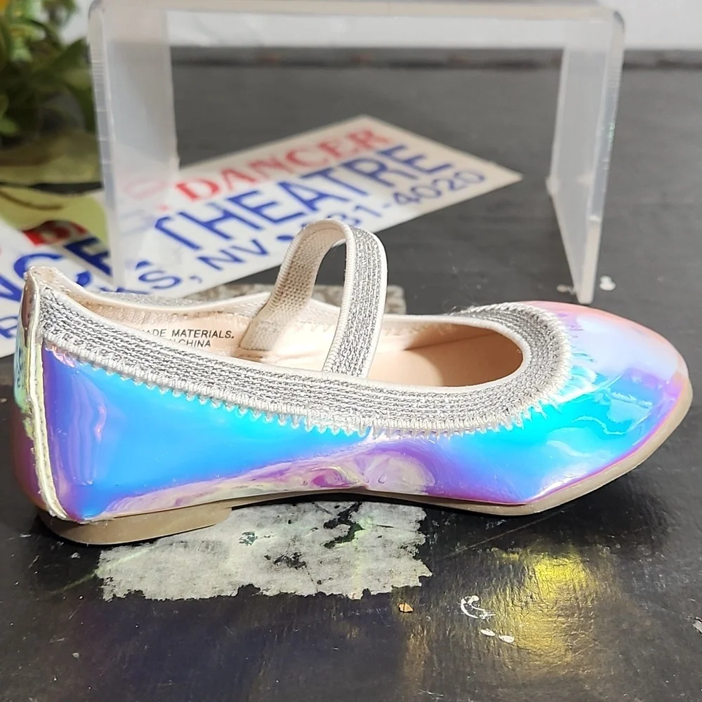 PLACE Metallic Shiny Ballerina Flats Elastic Strap 4